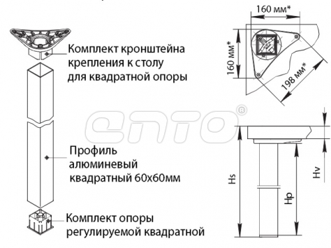 Комплект квадратных опор 
