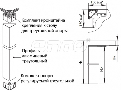 Комплект треугольных рифленых опор